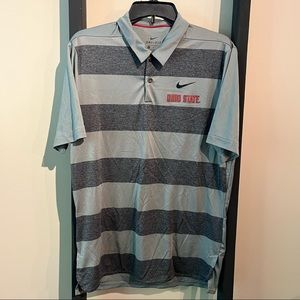 Nike Dri-Fit Ohio State Football Polo with Gray Stripes
